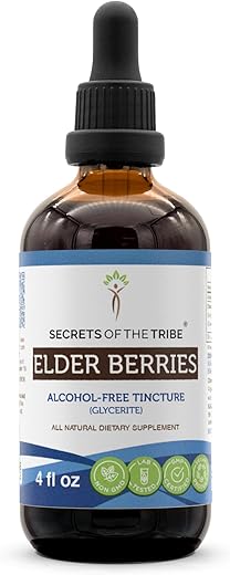 Secrets of the Tribe - Segredos da Tribo Tintura de Bagas de Sambucus Nigra 678 mg (Glicerito) 113,4 g Bagas de Sambucus Nigra Secas (120 ml) Suporte Imunológico