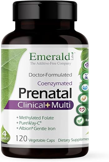 Prenatal Clinical Multi – Multivitamínico Pré-Natal com Metilfolato, Ferro Quelato Albion e Ingredientes Integrais - EMERALD LABS