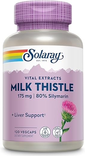 SOLARAY - Extrato de Semente de Cardo Mariano Solaray 175mg – Antioxidante para Apoiar um Fígado Normal e Saudável – Não-OGM