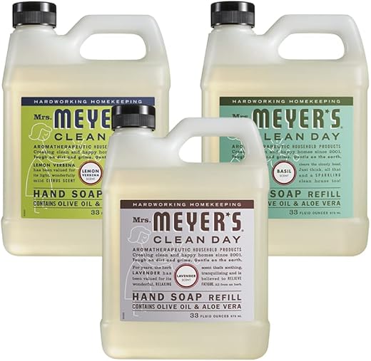 MRS. MEYER'S CLEAN DAY - Recarga de Sabonete Líquido para as Mãos MRS. MEYER’S CLEAN DAY – Pack de Variedades de Aromas (Limão Verbena Lavanda Manjericão)