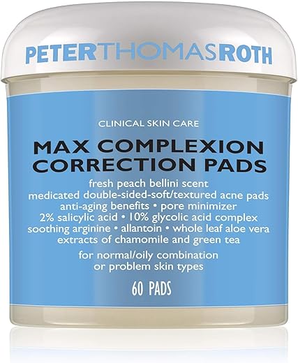 Max Complexion Correction Pads – Embalagem pode variar | Tratamento Facial em Pads | 60 Pads | Ácido Salicílico | Ácido Glicólico | Pele Renovada - Peter Thomas Roth