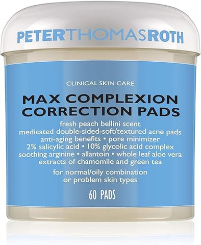 Max Complexion Correction Pads – Embalagem pode variar | Tratamento Facial em Pads | 60 Pads | Ácido Salicílico | Ácido Glicólico | Pele Renovada - Peter Thomas Roth