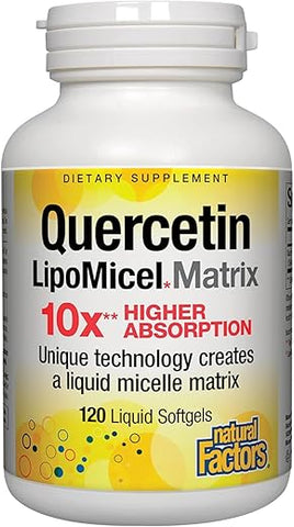 Quercetin LipoMicel Matrix – 120 Softgels | Absorção Superior | Marca Natural Factors - Natural Factors