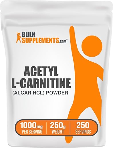 com Acetyl L-Carnitine Powder – ALCAR Powder, 1500mg por Porção, 250g (Pack de 1) - BulkSupplements