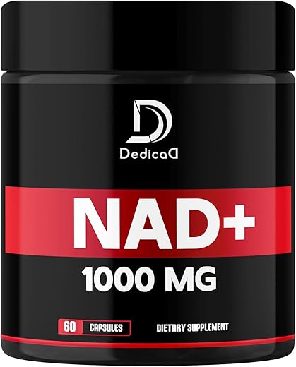DEDICAD - Suplemento NAD 1000 mg – Puro NAD para Energia, Reparo de DNA, Defesa contra o Envelhecimento e Função Cerebral – 60 Cápsulas