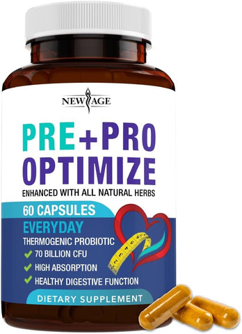 Probióticos Pro Optimize para Mulheres, Menopausa, Saúde Digestiva – Alívio para Inchaço, Ondas de Calor, Suporte Articular, Suores Noturnos – Saúde Intestinal - NEW AGE