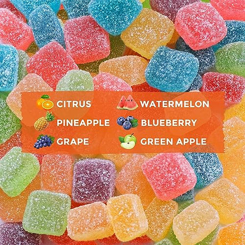 HOOLOO - Hemp Gummies Extra Forte para Adultos – 6 Sabores Frutados Infundidos com Vitaminas, Ômega 3 – Goma de Mascar Mastigável para Noites de Sono Profundo, Concentração, Relaxamento – Pacote com 4 – Fabricado nos EUA