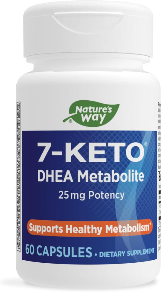 Nature's Way - Nature’s Way 7-KETO, Metabolito de DHEA, Suporte ao Metabolismo, 25mg por Porção, 60 Cápsulas