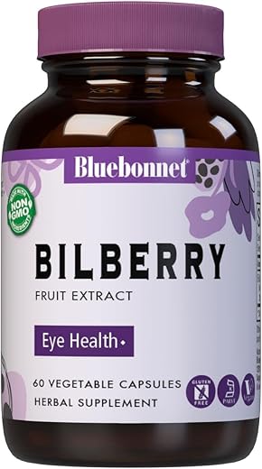 Bluebonnet - BlueBonnet Extrato de Frutas de Mirtilo, 60 Cápsulas – Suplemento de Extrato de Frutas de Mirtilo BlueBonnet, 60 Unidades