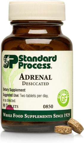 Standard Process Inc. - Standard Process- Adrenal Desiccated: Suporte Adrenal para Produção de Energia, Função do Sistema Imunológico e Saúde Adrenal, Livre de Glúten, 90 Comprimidos