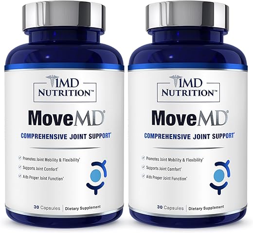 MoveMD – Suplemento para Saúde das Articulações – Fórmula Médica | com Colágeno, Astaxantina e Mais | 60 Cápsulas (2-Pack) - 1MD Nutrition
