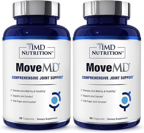 MoveMD – Suplemento para Saúde das Articulações – Fórmula Médica | com Colágeno, Astaxantina e Mais | 60 Cápsulas (2-Pack) - 1MD Nutrition