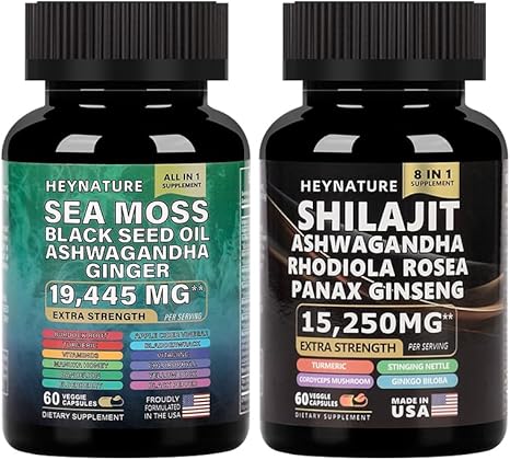 Generic - Óleo de Semente de Cominho Preto, Ashwagandha, Gengibre, Cúrcuma, Alga Marinha, Bardana, Vitamina D3, Vitamina C, ACV, Clorofila, Manuka, Sabugueiro, Dente-de-leão – 60 Cápsulas