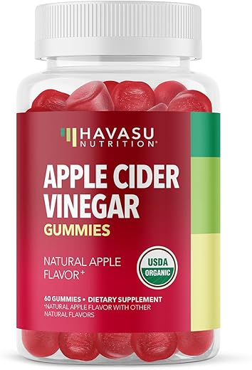HAVASU NUTRITION - Gomas de Vinagre de Maçã Orgânico | ACV Gummies para Apoiar a Saúde Digestiva e a Flora Intestinal | Sabor Natural de Maçã | 60 Gomas Orgânicas, Veganas e Não-OGM de Vinagre de Maçã