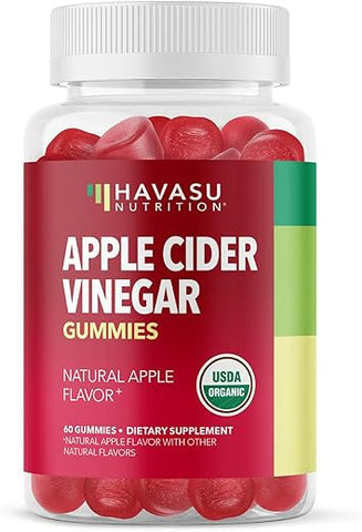 HAVASU NUTRITION - Gomas de Vinagre de Maçã Orgânico | ACV Gummies para Apoiar a Saúde Digestiva e a Flora Intestinal | Sabor Natural de Maçã | 60 Gomas Orgânicas, Veganas e Não-OGM de Vinagre de Maçã