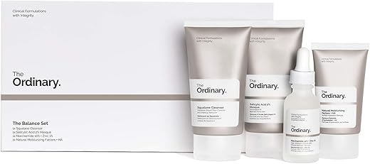 THE ORDINARY - The Ordinary – Conjunto The Balance (4 Pçs: Limpeza Squalane Ácido Salicílico 2%% Máscara Niacinamida 10%% Zinco 1%% Fatores Naturais de Hidratação HA)
