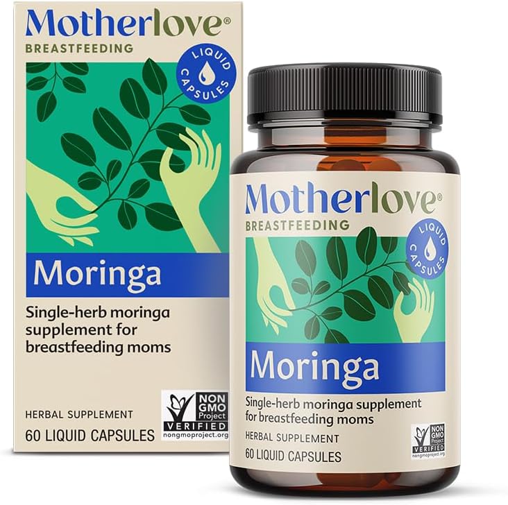 Moringa – 60 Cápsulas Líquidas para Lactação, Estimula a Produção de Leite Materno – Não-OGM, Ervas Orgânicas, Vegano, Kosher - Motherlove