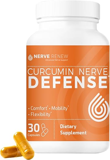Defesa Nervosa com Curcumina Meriva para Nutrição e Conforto Completo dos Nervos – Curcumina Otimizada com Extrato de Pimenta Preta – 30 Cápsulas - NERVE RENEW