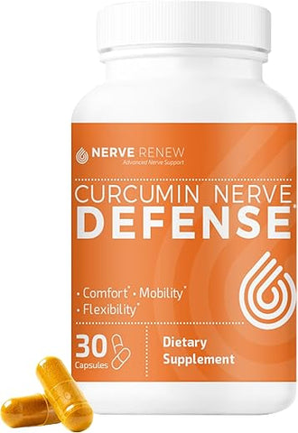 Defesa Nervosa com Curcumina Meriva para Nutrição e Conforto Completo dos Nervos – Curcumina Otimizada com Extrato de Pimenta Preta – 30 Cápsulas - NERVE RENEW