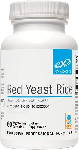 Red Yeast Rice – Suplemento de Arroz Vermelho Não-OGM para Manter Níveis Saudáveis de Colesterol Lipídico no Sangue – Suporte Cardiovascular – Livre de Citrinina Testada (60 cápsulas) - XYMOGEN