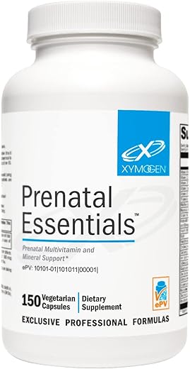 Prenatal Essentials – Vitaminas Pré-Natais com Suporte Mineral – Multivitamínico Pré-Natal com Bioativo Folate Methyl (5-MTHF) Minerais Suaves para Promover Absorção Ótima – XYMOGEN Prenatal Essentials - XYMOGEN