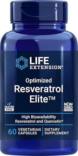 Resveratrol Elite Vegetarian Capsules 60 | Bio-Quercetin Phytosome | Não GMO, Sem Glúten - Life Extension