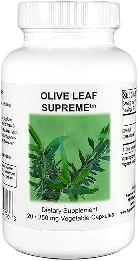 Supreme Nutrition Products - Supreme Nutrition – Cápsulas Vegetarianas de Folha de Oliveira Pura, 120 Unidades – Marca Supreme Nutrition