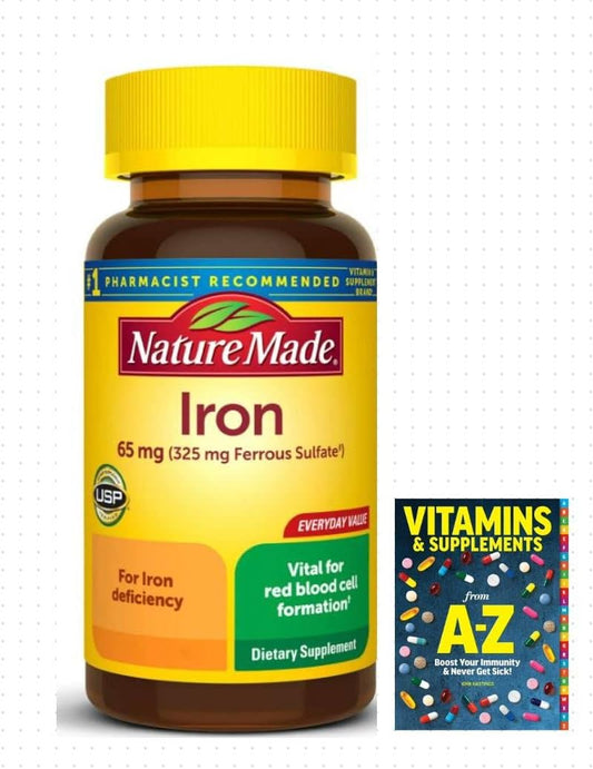 Adventure Home - Nature Made Ferro 65 mg (325 mg Sulfato Ferroso) Comprimidos, Suplemento Alimentar, 150 Unidades Guia Melhores Vitaminas Suplementos