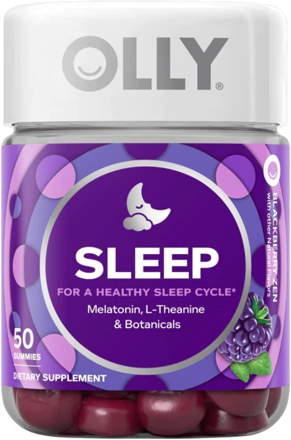 OLLY - Olly Restful Sleep Gomas de Vitaminas BlackBerry Zen (Pacote com 4) – 120g