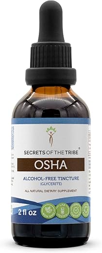 Secrets of the Tribe - Segredos da Tribo – Extrato de OSHA sem Álcool, Gotas de Ervas de Alta Potência, Tintura Feita a partir de OSHA Ligusticum porteri Cultivado de Forma Responsável para a Saúde do Sistema Respiratório – 60 ml
