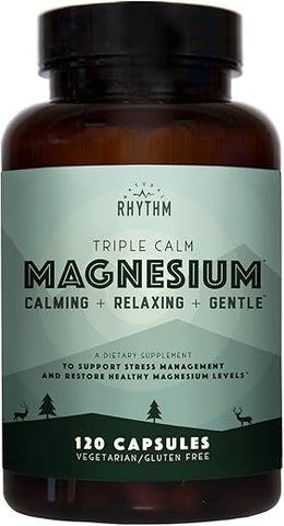 Triple Calm Magnesium 150 mg – 120 Cápsulas – Suplemento de Magnésio Complexo com Magnésio Glicinato, Malato e Taurato. Mistura Calmante para Promover - Natural Rhythm