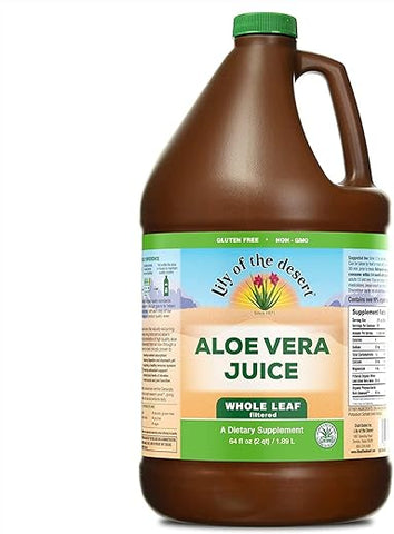 Suco de Aloe Vera Lily Of The Desert – Bebida de Aloe Vera Filtrada de Folha Inteira, Suco de Aloe Vera Não-OGM com Enzimas Digestivas Naturais para Saúde Intestinal, Alívio Estomacal, Bem-Estar, Brilho