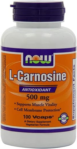 NOW Foods - Now Foods L-Carnosine 500mg 100 VegiCaps – Embalagem Dupla | Compre Online | Frete Grátis