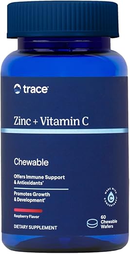 Vitamina C e Zinco Mastigável | Suporte Imunológico, Antioxidante, Função Enzimática, Crescimento - Trace Minerals