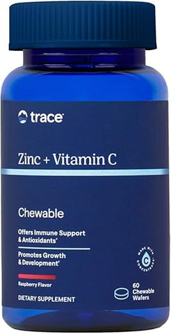 Vitamina C e Zinco Mastigável | Suporte Imunológico, Antioxidante, Função Enzimática, Crescimento - Trace Minerals
