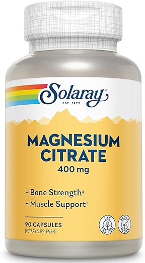 SOLARAY - Solaray Magnésio Citrato, Veg Cap (Fr-Plástico) 400mg 90 Unidades | Pacote de 2 | Comprimidos de Magnésio Vegano | Suplemento Mineral Essencial