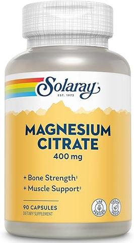 SOLARAY - Solaray Magnésio Citrato, Veg Cap (Fr-Plástico) 400mg 90 Unidades | Pacote de 2 | Comprimidos de Magnésio Vegano | Suplemento Mineral Essencial