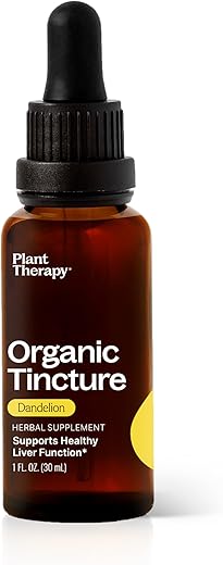 Tintura de Raiz de Dente-de-leão Orgânica Plant Therapy 30 mL (1 oz) – Suporte à Saúde Cardíaca, Potente