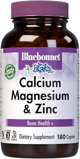 Bluebonnet - BlueBonnet Cápsulas de Cálcio Magnésio Zinco, 180 Unidades – Marca BlueBonnet