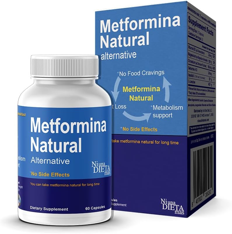 Ni una dieta más - Metformina Natural – Auxílio para Perda de Peso e Suporte ao Metabolismo – Dr. Salomon (60 cápsulas)