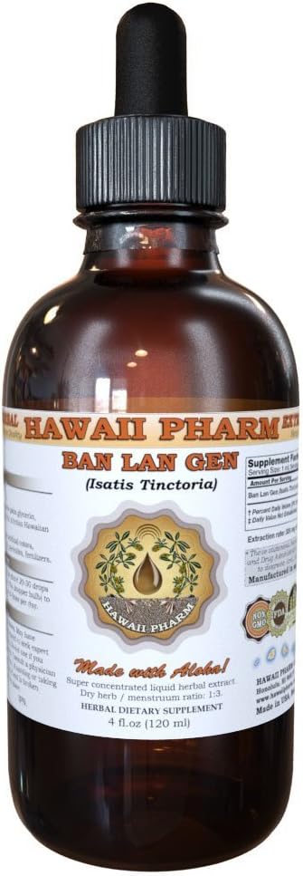Hawaii Pharm - Ban LAN Gen Tintura, Ban LAN Gen, Extrato Líquido de Raiz de Isatis (Isatis Tinctoria), Suplemento Herbal 120 ml