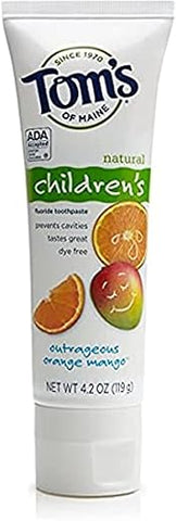Tom's of Maine - Tom’s of Maine Pasta de Dente Infantil com Flúor Anticáries, Sabor Laranja-Manga Incrível, 4,2 Onças (Pacote com 2)
