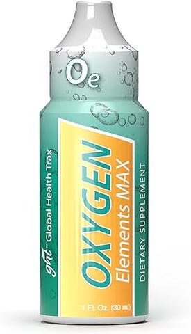 Global Health Trax - GHT Oxygen Elements Max – Gotas de Oxigênio Líquido em Frasco de 30ml, Suplemento Portátil – Aumente Resistência e Energia, Limpe as Células