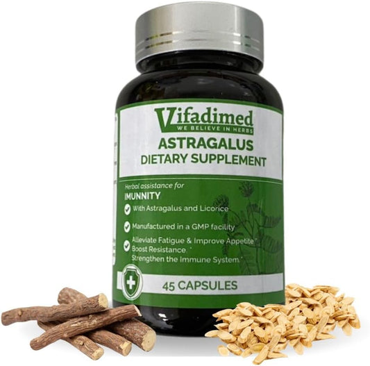 VIFADIMED - Astragalus – Extrato Herbal 9600mg, Dose Diária de 640mg. Estimulante de Apetite, Suporte ao Metabolismo, Absorção de Nutrientes, Oxigenação Sanguínea, Suporte Imunológico. Reduz a Fadiga Corporal. Vitalidade – 15g