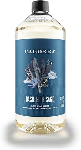 Recarga de Sabonete Líquido Caldrea, Gel de Aloe Vera, Óleo de Oliva e Óleos Essenciais para Limpar e Condicionar, Fragrância Manjericão e Sálvia Azul, 32 ml