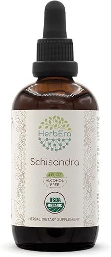 HerbEra - Schisandra B120 USDA Organic Tincture | Alcohol-Free Extract, High-Potency Herbal Drops, Liquid Supplement| Certified Organic Schisandra (Schisandra Chinensis) Dried Berry (4 oz)