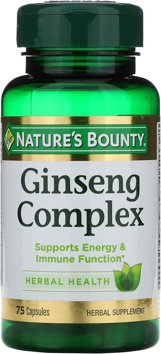 Nature's Bounty - Nature’s Bounty Ginseng Complex Plus Royal Jelly – 75 cápsulas (Pack com 9) | Composto de Ginseng e Geléia Real | Marca Nature’s Bounty