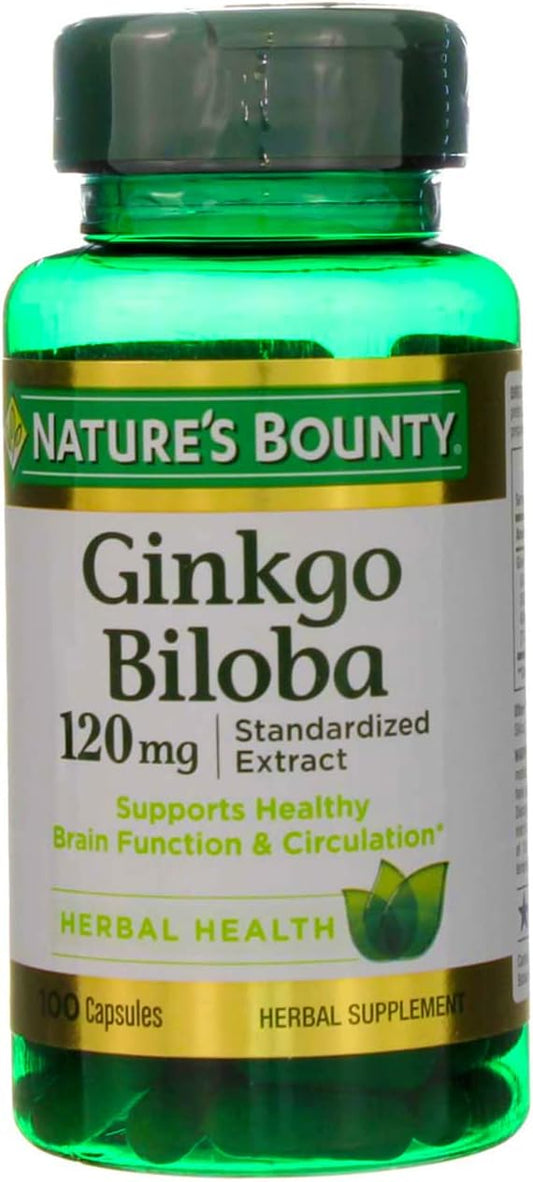 Nature's Bounty - Nature’s Bounty Ginkgo Biloba 120 mg 100 cápsulas (Pacote com 4) – Melhora a Memória e Concentração