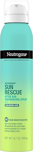 Sun Rescue Spray Pós-Sol Hidratante com Ácido Hialurônico, Vegano e Leve 48-Hidratação em Spray para Pele e Corpo, Hidratação Não Comedogênica, 200ml - Neutrogena