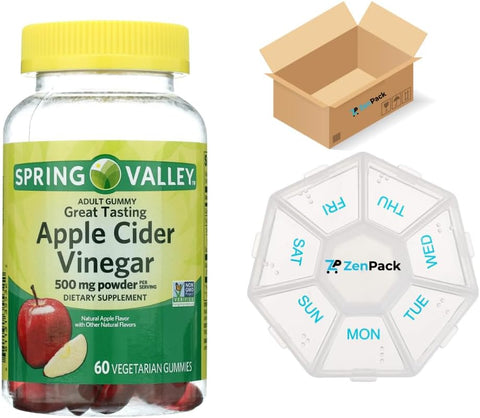 Generic - Gomas de Vinagre de Maçã, 500 mg, 60 Unidades – Spring Valley Weekly Pill Box